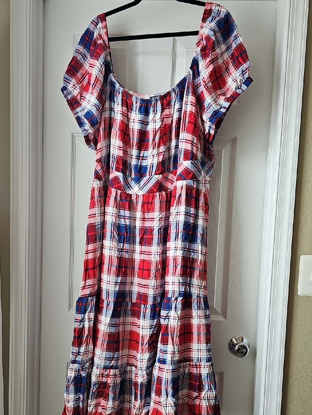 Torrid Red, White & Blue Plaid Scoop-Neck Midi Dress